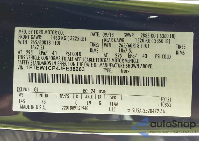 1FTEW1CP4JFE38263: 44225861