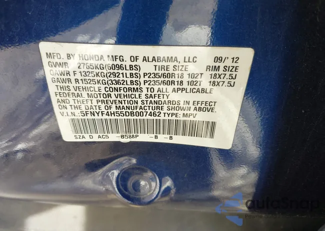 5FNYF4H55DB007462: 44225121