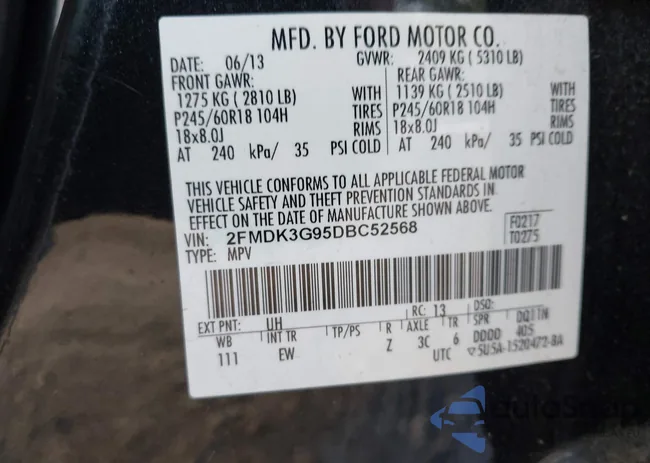 2FMDK3G95DBC52568: 44225237