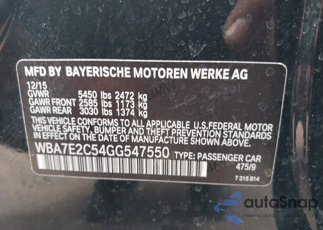 WBA7E2C54GG547550: 44226373