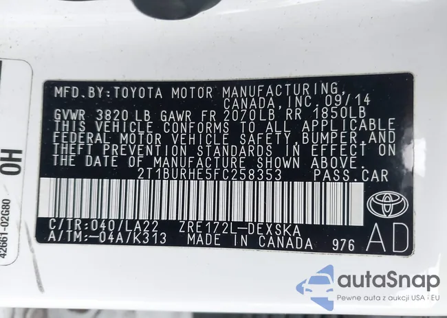 2T1BURHE5FC258353: 44226404