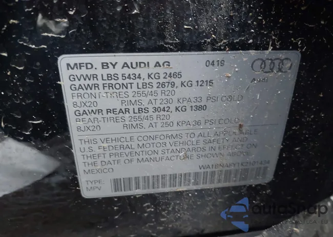 WA1BNAFY1K2101434: 44226451