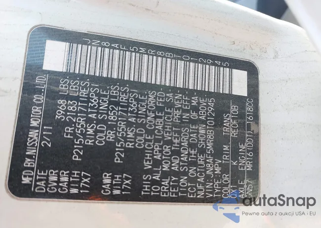 JN8AF5MR8BT012945: 44226658