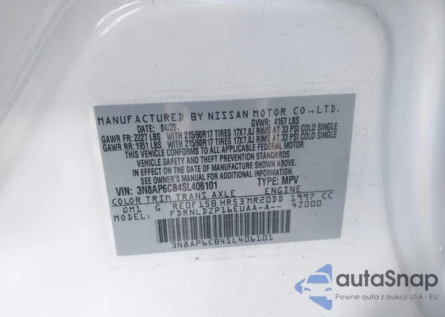 3N8AP6CB4SL406101: 44226695