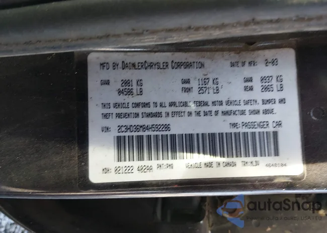 2C3HD36M84H592286: 44226887