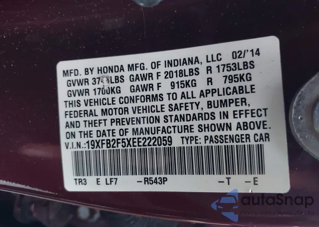 19XFB2F5XEE222059: 44225982