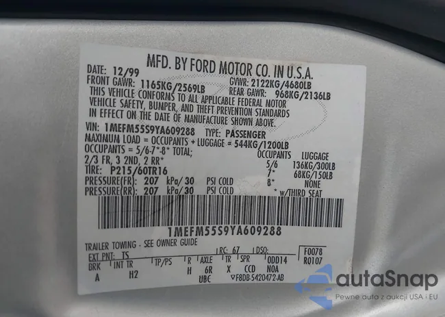 1MEFM55S9YA609288: 44226093