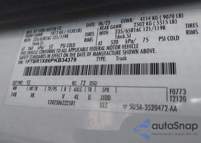 1FTBR1X86PKB34378: 44226099