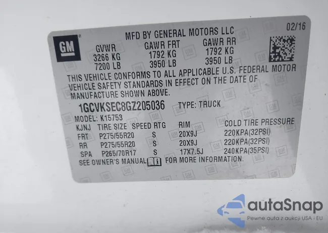 1GCVKSEC8GZ205036: 44227535