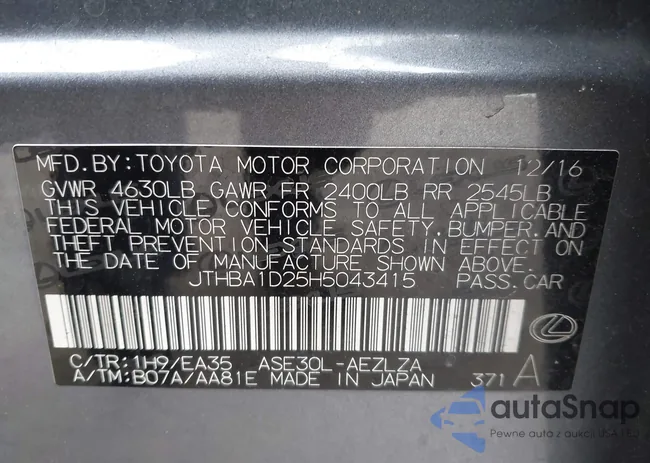 JTHBA1D25H5043415: 44227634