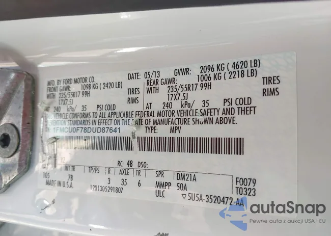 1FMCU0F78DUD87641: 44227644