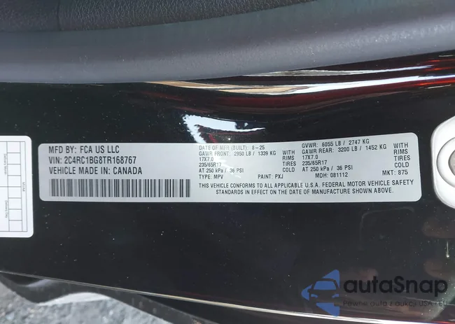 2C4RC1BG8TR168767: 44227693