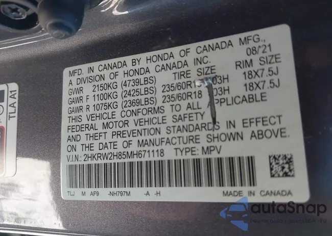 2HKRW2H85MH671118: 44227021