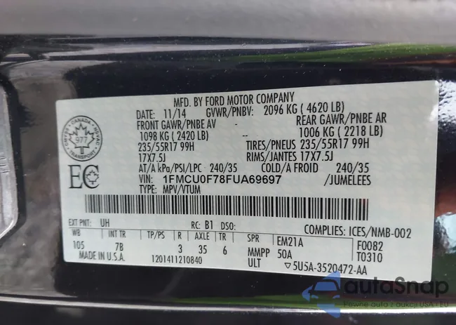 1FMCU0F78FUA69697: 44227106