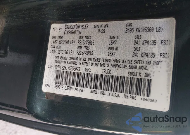 1B7GL22X1YS553073: 44227177