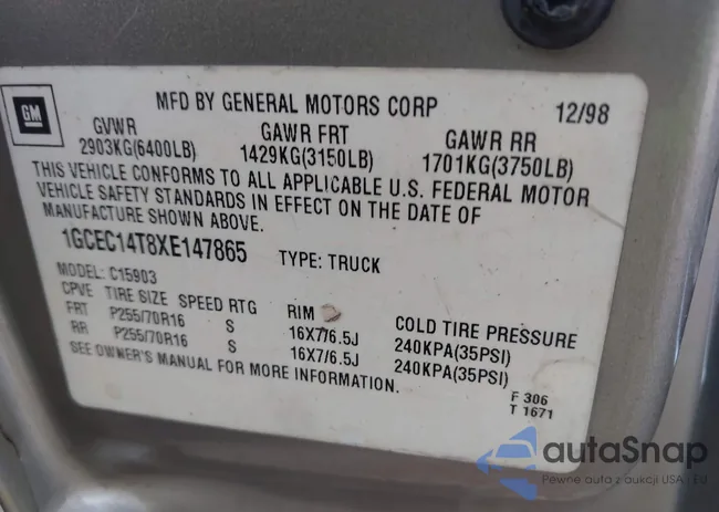 1GCEC14T8XE147865: 44227301