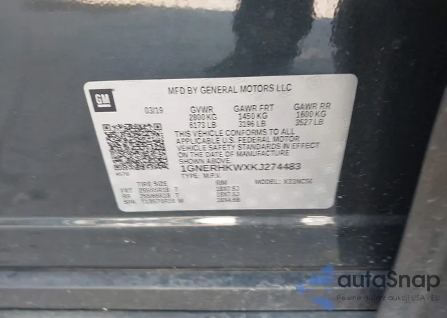 1GNERHKWXKJ274483: 44227328