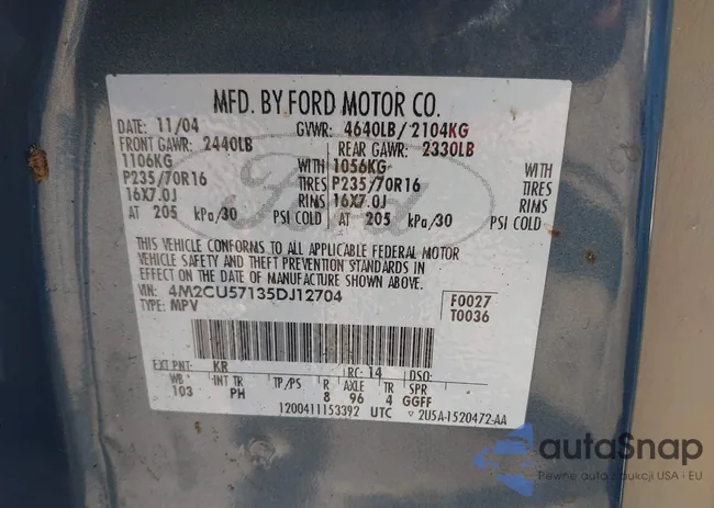 4M2CU57135DJ12704: 44228635