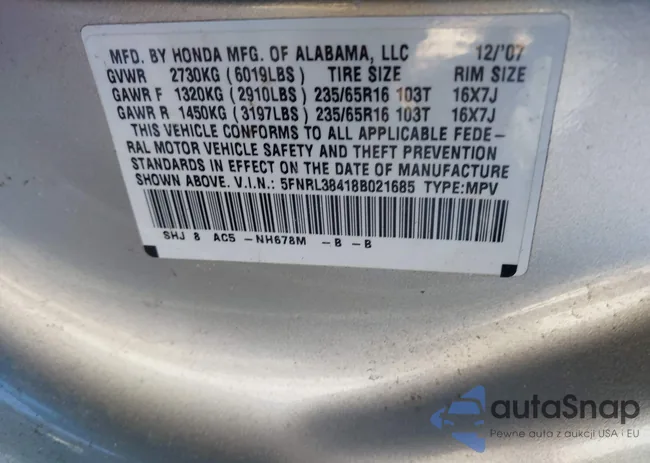 5FNRL38418B021685: 44228665