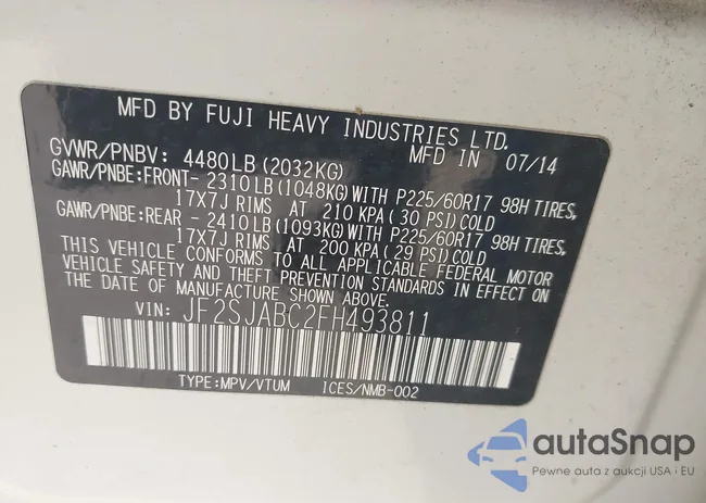 JF2SJABC2FH493811: 44228830