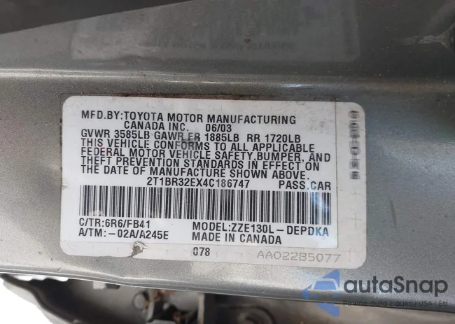 2T1BR32EX4C186747: 44229341