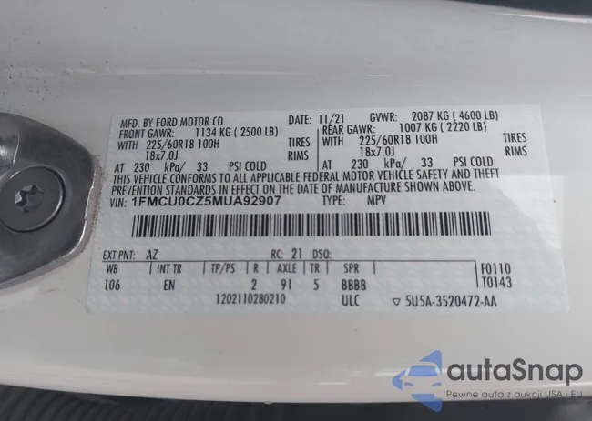 1FMCU0CZ5MUA92907: 44229414