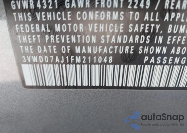 3VWD07AJ1FM211048: 44229415