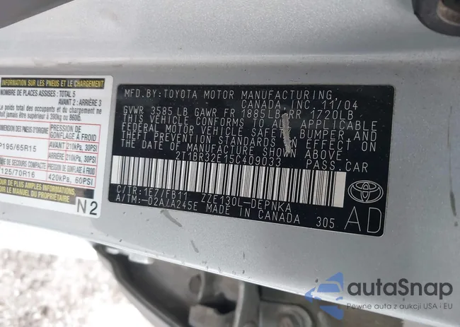 2T1BR32E15C409033: 44229535