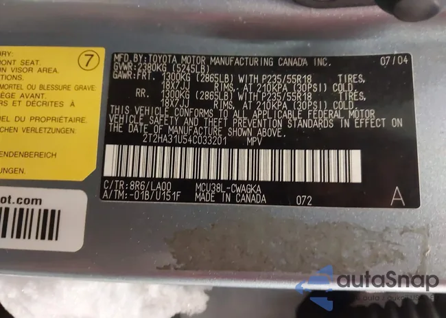 2T2HA31U54C033201: 44229569