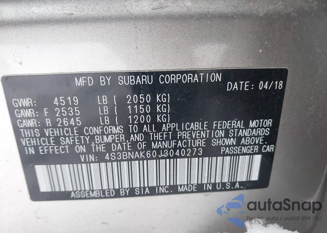 4S3BNAK60J3040273: 44229585