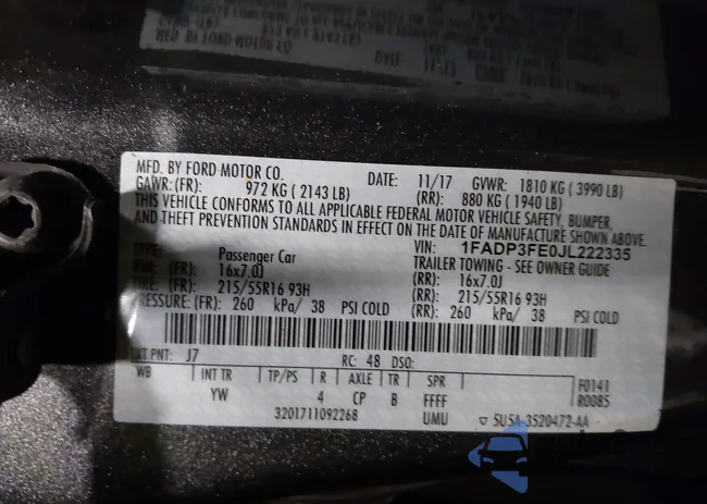 1FADP3FE0JL222335: 44229697