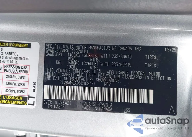 2T2BAMCA9SC109174: 44229870