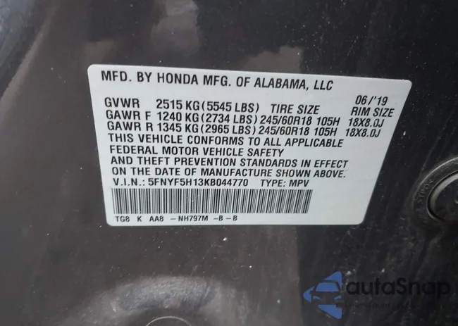 5FNYF5H13KB044770: 44229917