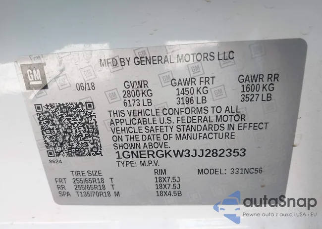 1GNERGKW3JJ282353: 44229922