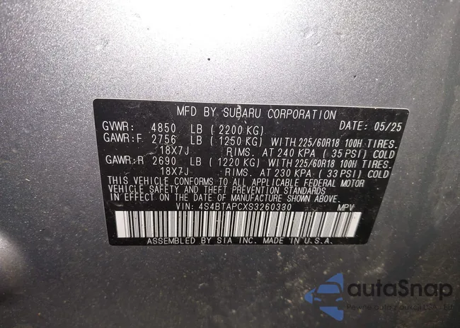 4S4BTAPCXS3260330: 44228935