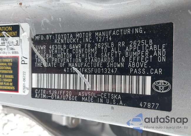 4T1BF1FK5FU013247: 44229320