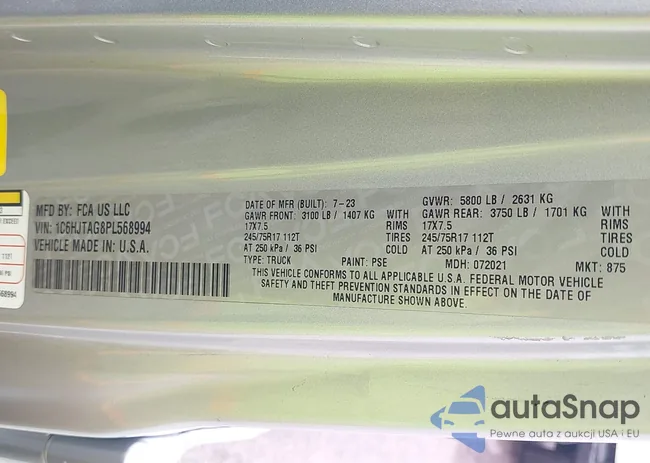 1C6HJTAG8PL568994: 44230507