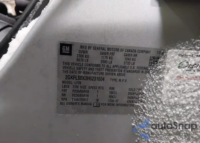 2GKFLSEK3H6231604: 44230620