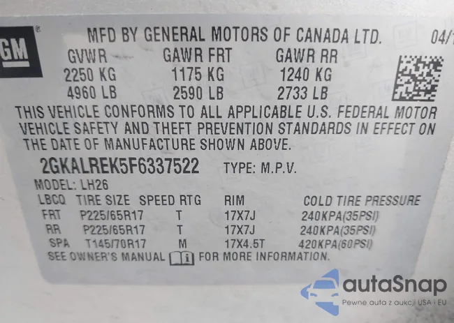 2GKALREK5F6337522: 44230718