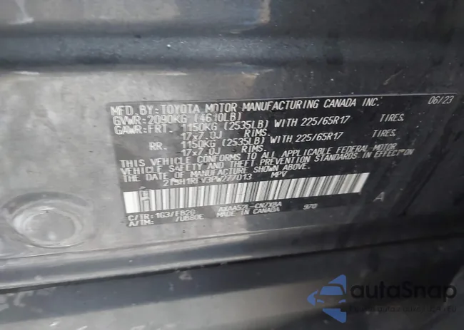 2T3H1RFV3PW277013: 44230720