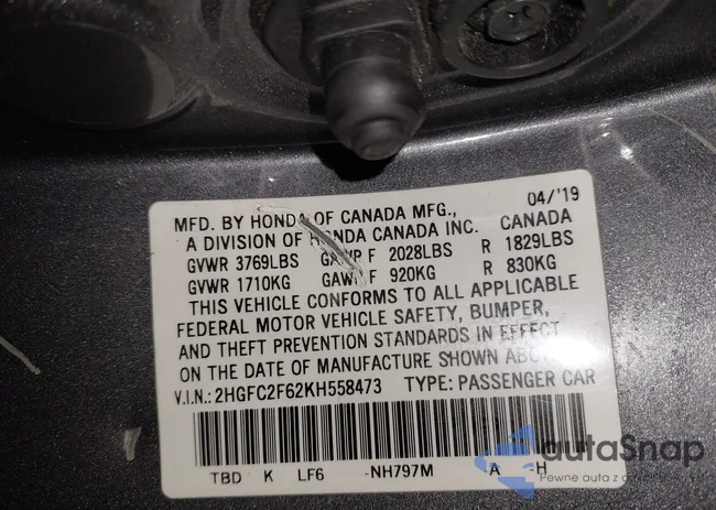 2HGFC2F62KH558473: 44230754