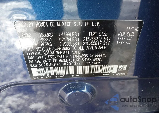 3CZRU6H71HM709099: 44230765