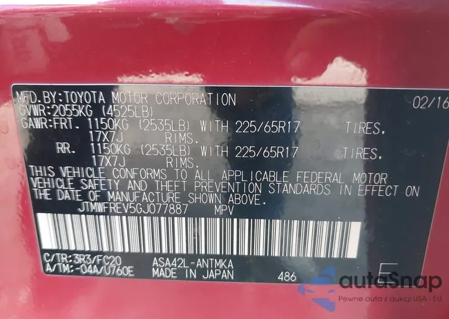 JTMWFREV5GJ077887: 44230793