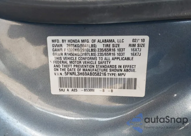 5FNRL3H69AB058216: 44230854