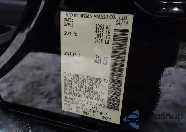 1N4BL4CV7KC221942: 44230860