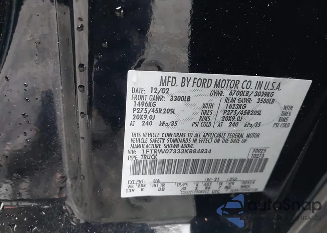 1FTRW07333KB84834: 44230123