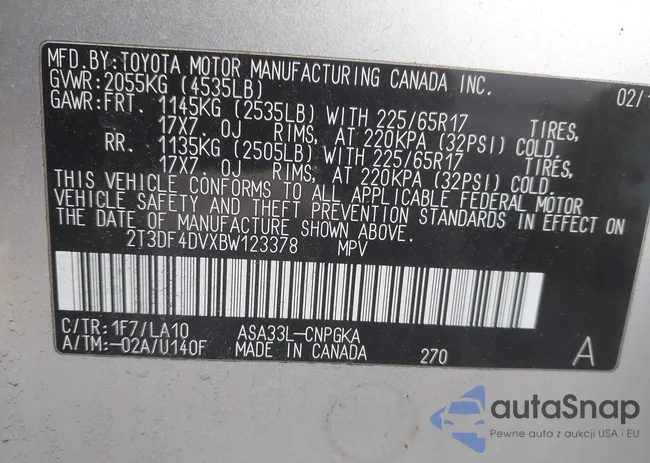 2T3DF4DVXBW123378: 44230194