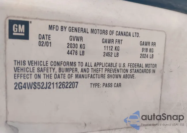 2G4WS52J211262207: 44230209