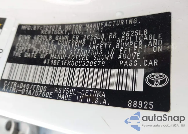 4T1BF1FK0CU520679: 44231453