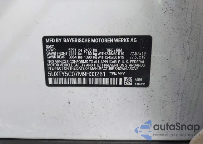 5UXTY5C07M9H33261: 44231485